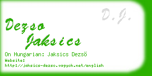 dezso jaksics business card